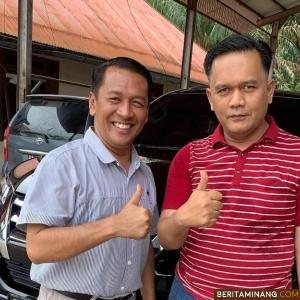 Ketua DPRD kabupaten Sijunjung  Bambang Surya Irwan dan wartawan dedi chandra. Ist
