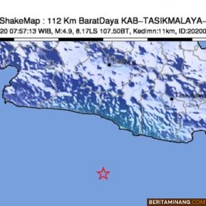 Ilustrasi lokasi gempa. (BMKG)