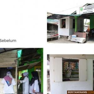 Foto sebuah warung sebelum dan sesudah diperbaiki dalam program bedah warung di Padang Panjang.