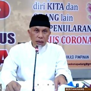 Walkota Mahyeldi dalam wawancara online dengan wartawan via aplikasi daring yang dilaksanakan IJTI Sumbar, Selasa malam (21/4/2020).