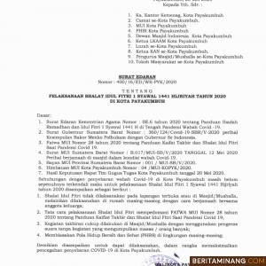  Wako Riza Falepi Himbau Warga Untuk Sholat Idul Fitri Dirumah