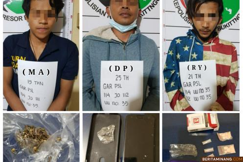 Satnarkoba Polres Bukittinggi Amankan Tiga Pelaku Penyalahgunaan Narkoba