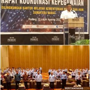 Pelaksanaan Rakor Kepegawaian Kemenkumham Tingkat Wilayah Propinsi Sumbar di gelar di The ZHM Premiere Hotel Padang. Foto Dok. Rutan Muara Labuh