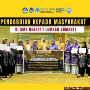 Foto bersama Tim Pengabdian LPPM UNP dengan Guru Tata Busana SMKN 1 Lembah Gumanti, Kabupaten Solok. Foto-Foto: Tim Pengabdian