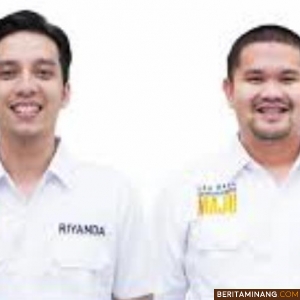 Pasangan Riyanda Putra--Jeffry Hibatullah yang untuk sementara unggul di Pilkada Kota Sawahlunto. Foto:Ig/Riyandra Putra